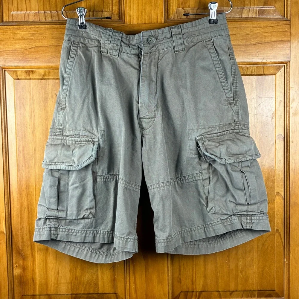 Dakota Grizzly Mens Cotton Cargo Shorts 34 Grey Olive Utility Gorpcore Hiking